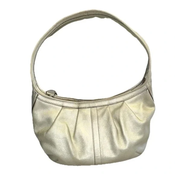 Coach • Vintage Gold Shoulder Hobo Ergo Pleated Purse • Leather Bag - Picture 1 of 11